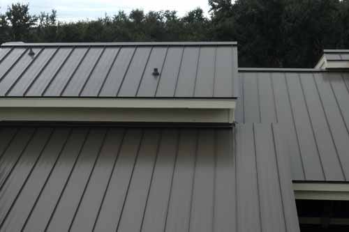 Close up of metal roof - black
